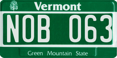 VT license plate NOB063
