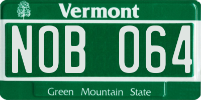 VT license plate NOB064