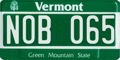 VT license plate NOB065