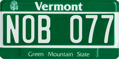 VT license plate NOB077