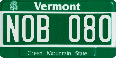 VT license plate NOB080