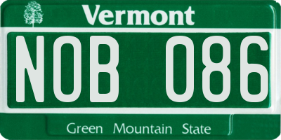 VT license plate NOB086
