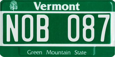 VT license plate NOB087