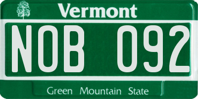 VT license plate NOB092