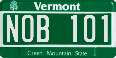 VT license plate NOB101