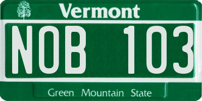 VT license plate NOB103