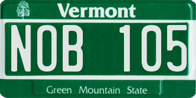 VT license plate NOB105