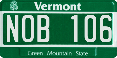VT license plate NOB106
