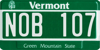 VT license plate NOB107