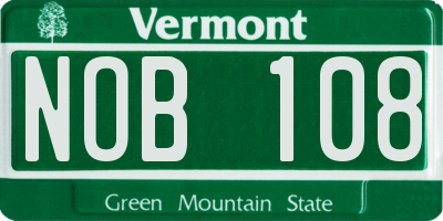 VT license plate NOB108