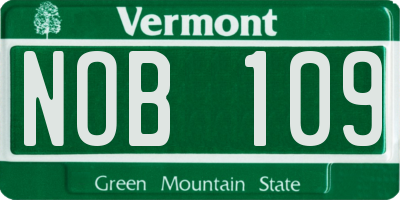 VT license plate NOB109