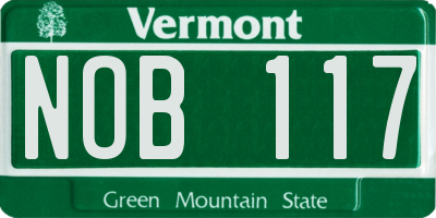 VT license plate NOB117