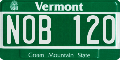VT license plate NOB120
