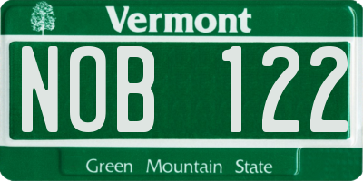 VT license plate NOB122