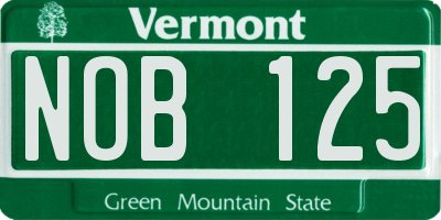 VT license plate NOB125
