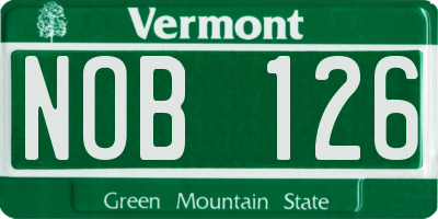 VT license plate NOB126