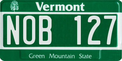 VT license plate NOB127