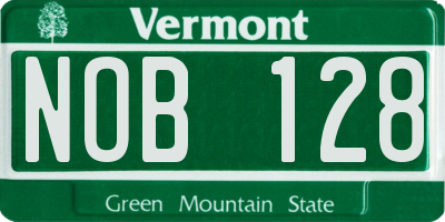 VT license plate NOB128