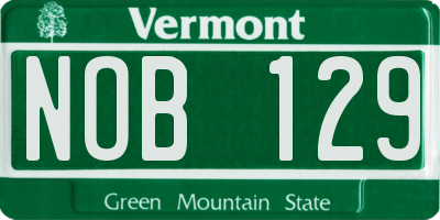 VT license plate NOB129