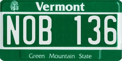 VT license plate NOB136