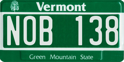VT license plate NOB138