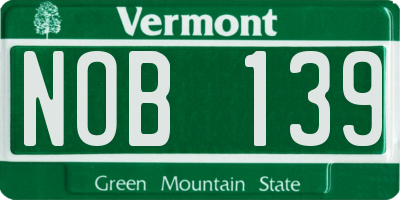 VT license plate NOB139