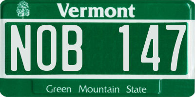 VT license plate NOB147