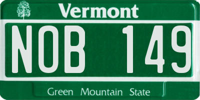 VT license plate NOB149
