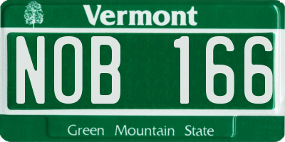 VT license plate NOB166