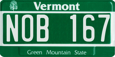 VT license plate NOB167