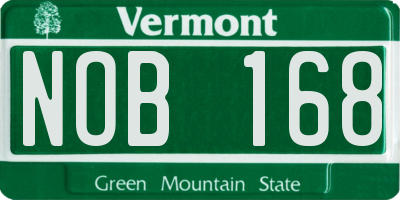 VT license plate NOB168