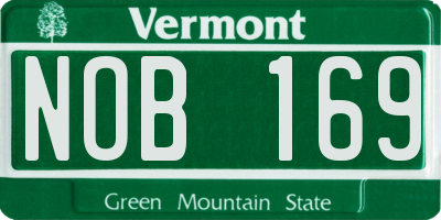 VT license plate NOB169