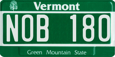 VT license plate NOB180