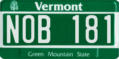 VT license plate NOB181