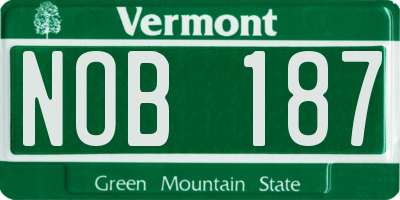 VT license plate NOB187