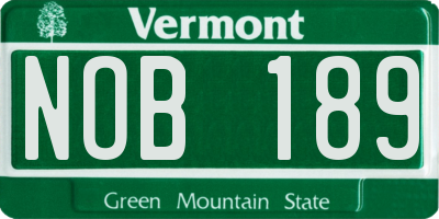 VT license plate NOB189