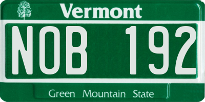 VT license plate NOB192