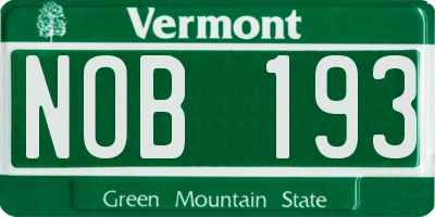 VT license plate NOB193