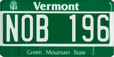 VT license plate NOB196