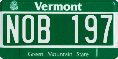 VT license plate NOB197