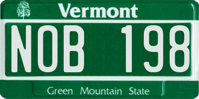 VT license plate NOB198