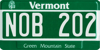 VT license plate NOB202