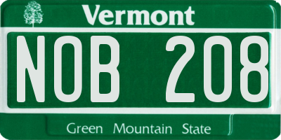 VT license plate NOB208