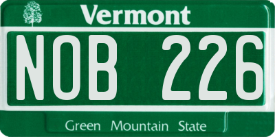 VT license plate NOB226
