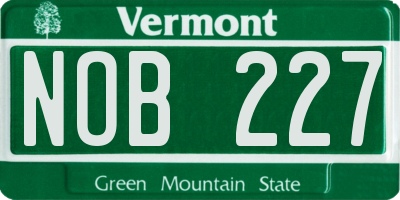 VT license plate NOB227