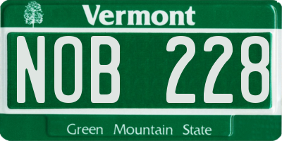 VT license plate NOB228