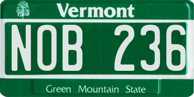 VT license plate NOB236