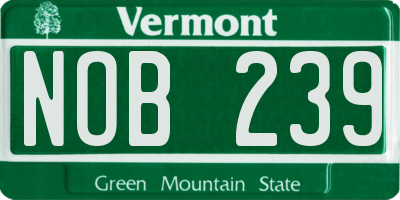 VT license plate NOB239