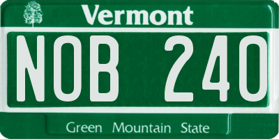 VT license plate NOB240