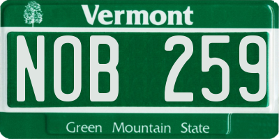 VT license plate NOB259